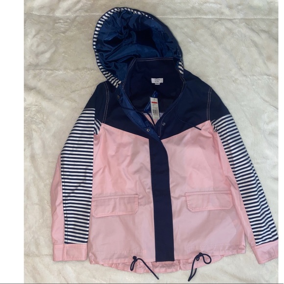 crown & ivy Jackets & Blazers - Crown & Ivy NWT Preppy Nautical jacket hood stripe